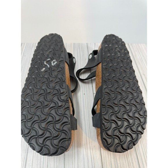 Birkenstock Kumba Oil Black Leather Ankle Strap Sandals Women's sz 8 Regular Fit - Picture 5 of 7